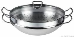 Pánev WOK nerezová se skleněnou poklicí – O 36 cm – Nanjing - Fissler