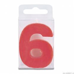 Svíčka ve tvaru číslice 6 - mini, červená - Stadter
