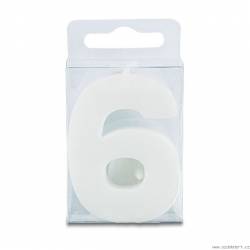 Svíčka ve tvaru číslice 6 - mini, bílá - Stadter