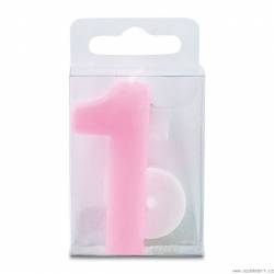 Svíčka ve tvaru číslice 1 - mini, růžová - Stadter