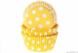 Košíčky na muffiny 50ks žluté s puntíky - House of Marie