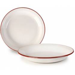 Smaltovaný talíř hluboký červeno bílý 22cm - Ibili