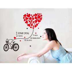 Samolepka na zeď  srdíčka s kolem - nalepimeto