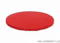 Kulatá podložka pod dort červená 30x1,2 cm - Decora