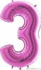 Nafukovací balónek číslo 3 růžový 102cm extra velký - Grabo