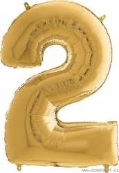 Nafukovací balónek číslo 2 zlatý 66cm - Grabo