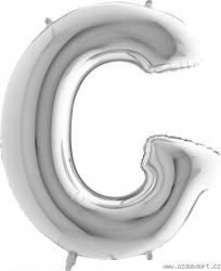 Nafukovací balónek písmeno G stříbrné 102 cm - Grabo