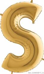 Nafukovací balónek písmeno S zlaté 102 cm - Grabo