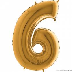 Nafukovací balónek číslo 6 zlatý 102cm extra velký - Grabo