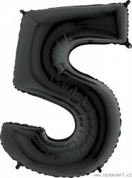 Nafukovací balónek číslo 5 černý 102cm extra velký - Grabo