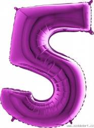 Nafukovací balónek číslo 5 fialový 102cm extra velký - Grabo