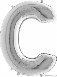 Nafukovací balónek písmeno C stříbrné 102 cm - Grabo