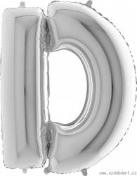 Nafukovací balónek písmeno D stříbrné 102 cm - Grabo