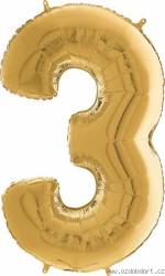 Nafukovací balónek číslo 3 zlatý 66cm - Grabo