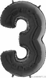 Nafukovací balónek číslo 3 černý 66cm - Grabo