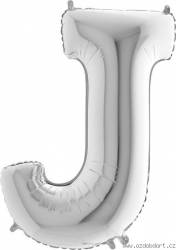 Nafukovací balónek písmeno J stříbrné 102 cm - Grabo
