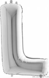 Nafukovací balónek písmeno L stříbrné 102 cm - Grabo