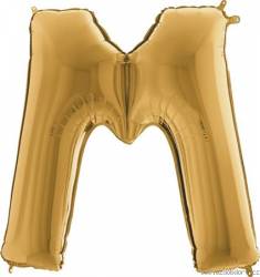 Nafukovací balónek písmeno M zlaté 102 cm - Grabo