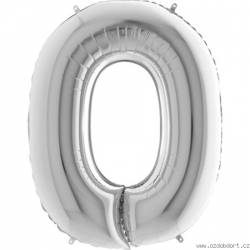 Nafukovací balónek písmeno O stříbrné 102 cm - Grabo