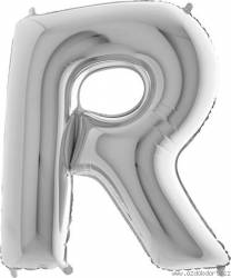 Nafukovací balónek písmeno R stříbrné 102 cm - Grabo