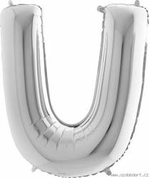 Nafukovací balónek písmeno U stříbrné 102 cm - Grabo