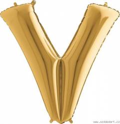 Nafukovací balónek písmeno V zlaté 102 cm - Grabo