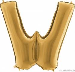 Nafukovací balónek písmeno W zlaté 102 cm - Grabo