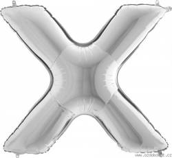 Nafukovací balónek písmeno X stříbrné 102 cm - Grabo