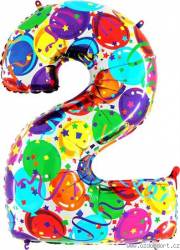 Nafukovací balónek číslo 2 barevné balónky 102cm extra velký - Grabo