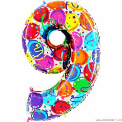 Nafukovací balónek číslo 9 barevné balónky 102cm extra velký - Grabo