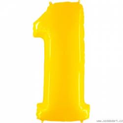 Nafukovací balónek číslo 1 žlutý 102cm extra velký - Grabo