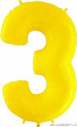 Nafukovací balónek číslo 3 žlutý 102cm extra velký - Grabo