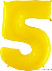 Nafukovací balónek číslo 5 žlutý 102cm extra velký - Grabo