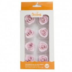 Cukrové růže růžové 8ks - Decora