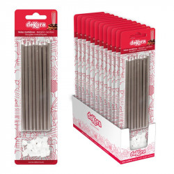 Stříbrné dortové svíčky se zápichem 13cm 16ks - Dekora