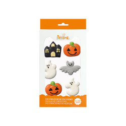 Cukrová dekorace Halloween dýně duch a strašidelný kostel 6ks - Decora