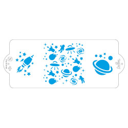 Stencil šablona na dort 10x25cm vesmír - Decora