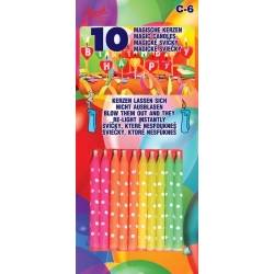 NESFOUKNUTELNÉ Svíčky na dort 10ks barevné s puntíky včetně zápichů - Alvarak