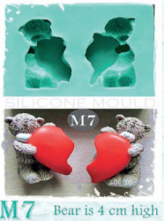 Silikonová forma mmedvídci a rozpůlené srdíčko - Galias Moulds