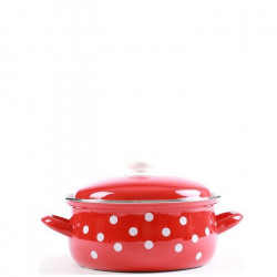 Smaltovaný rendlík s poklicí BÍLÝ PUNTÍK 24 cm, 4,5 l - Belis