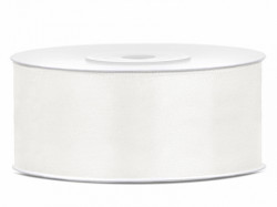 Saténová světle krémová stuha 25mm/25m - PartyDeco