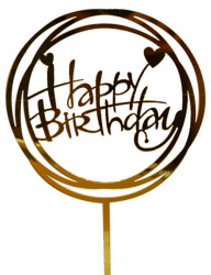 Zápich do dortu Happy Birthday v kruhu 10cm - Cakesicq