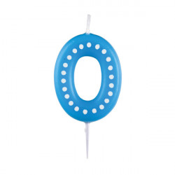 Narozeninová svíčka 6,5cm s puntíčky číslo 0 MIX barev - modrá, zelená, červená, žlutá, oranžová - Amscan