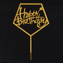 Zápich na dort šťastné narozeniny hranatý zlatý - Tasty Me