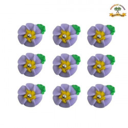 Cukrová dekorace květy fialové na platíčku 9ks - Fagos