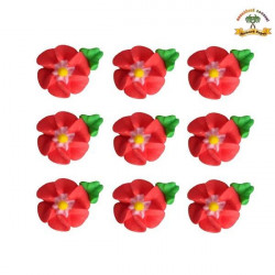 Cukrová dekorace květy červené na platíčku 9ks - Fagos
