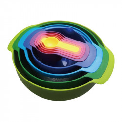 Sada 10 dílů misky, odměrky, cedníky DUHA - Cakesicq