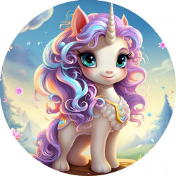 Jedlý papír Unicorn s fialovou hřívou 19,5cm - PICTURE