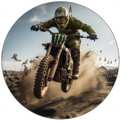 Jedlý papír jezdec motocross v zeleném dresu 19,5cm