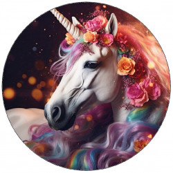 Jedlý papír jednorožec s květinami 19,5cm